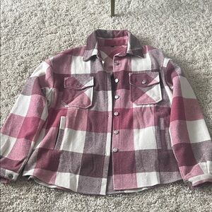 Plaid Women’s Shacket/ Jacket in Pink and White